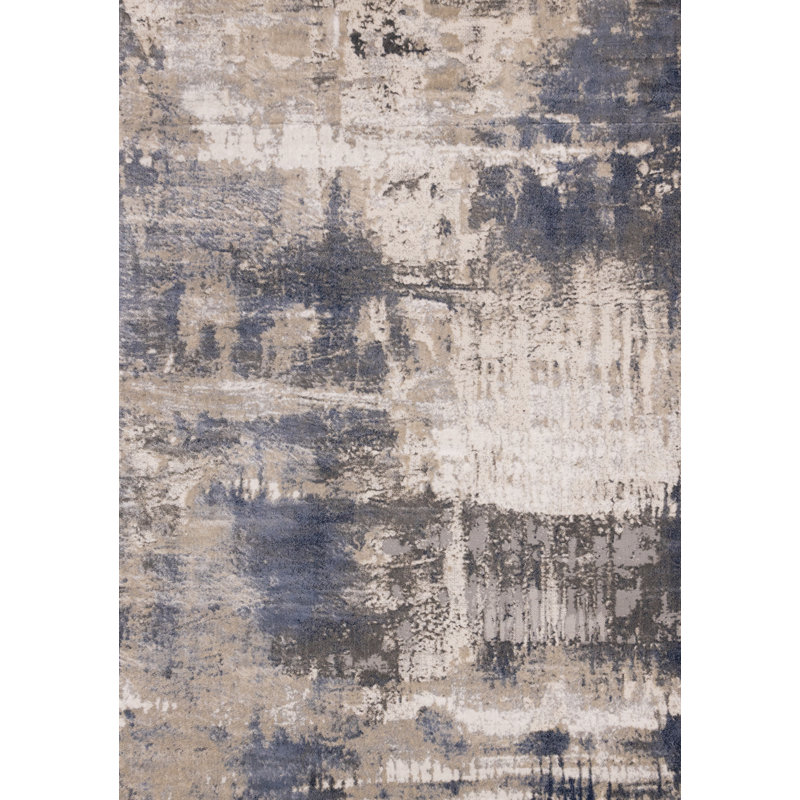 Tapis bleu / beige Trinesha, Rectangle 7 pi 10 po x 10 pi 6 po
