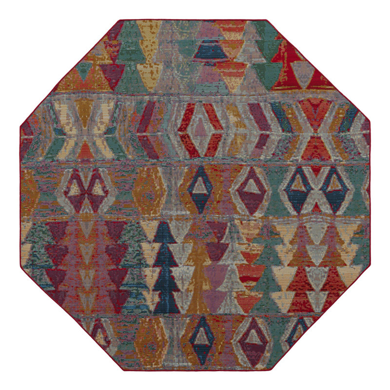 Tapis d'extérieur moderne Tolland Multi_Unique Loom Tamarindo, Octogone 7 pi 1 po x 7 pi 1 po