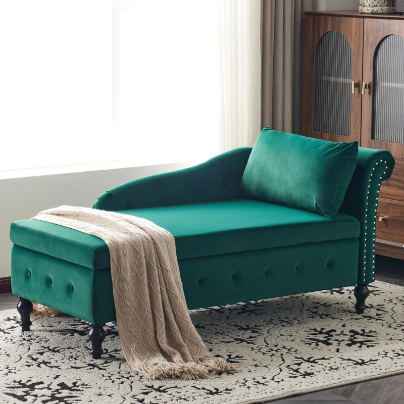 Balla Velvet Chaise Lounge, Green