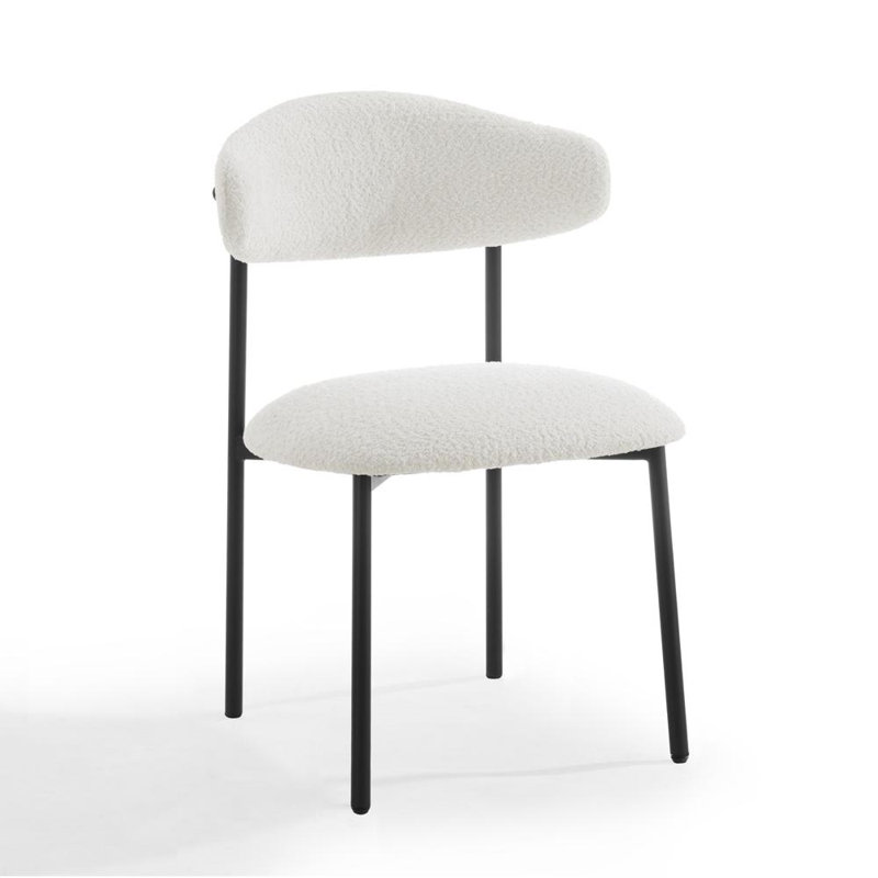 Arve Set of 2 White Boucle Dining Chairs