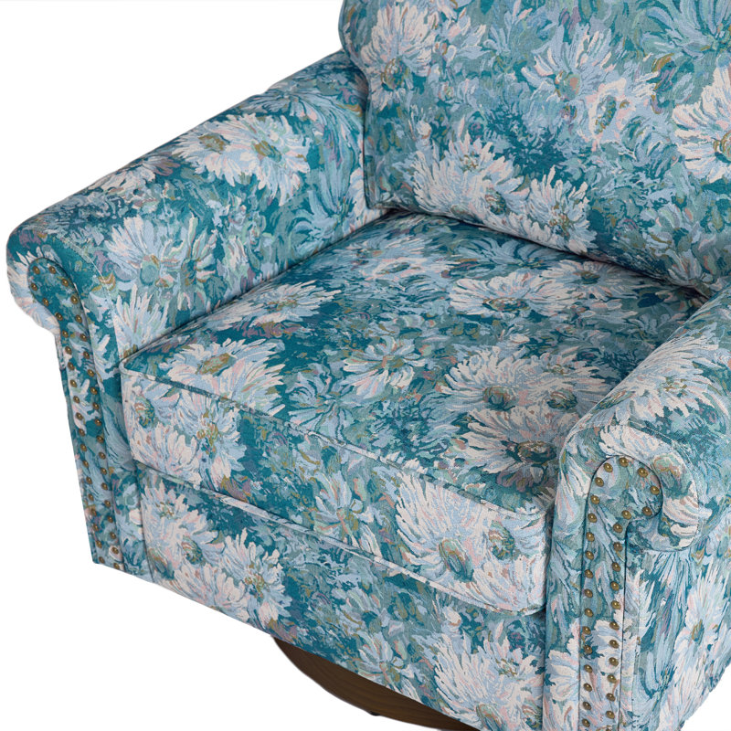 Fauteuil pivotant à 360 degrés, Fleurs cyan