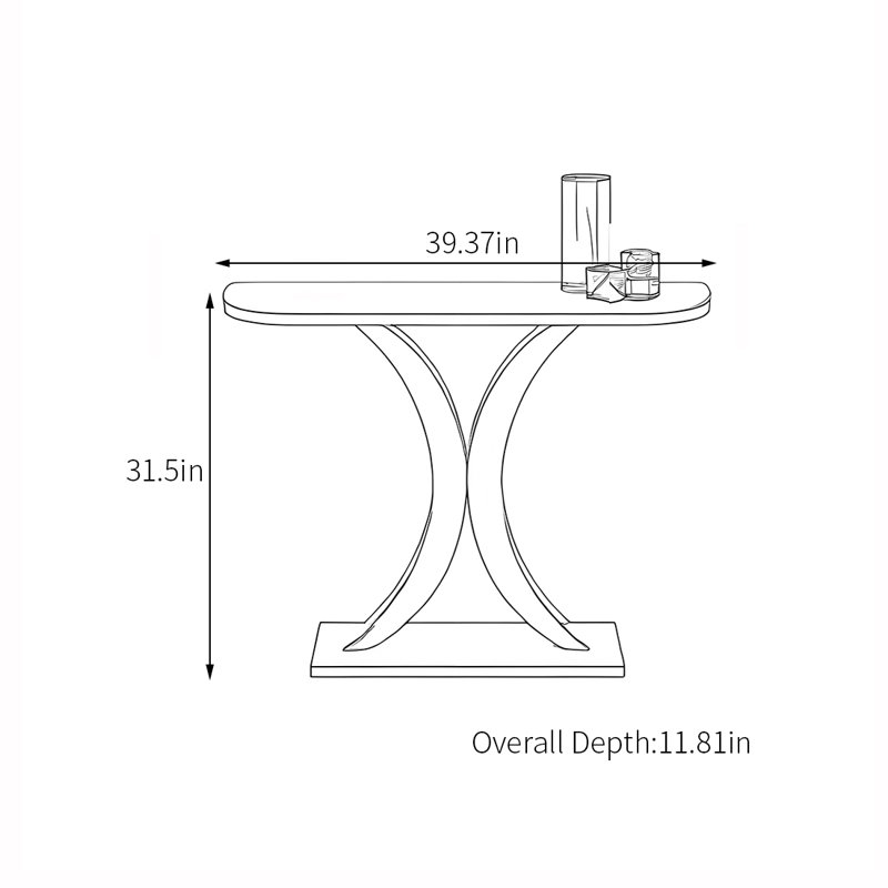 Console moderne et minimaliste multifonctionnelle, Blanc / Gris, H 31,5 po x l 39,37 po x P 11,81 po, Doré