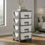 Armoire de rangement en plastique à 4 tiroirs avec tablette supérieure, table d'appoint de chambre à coucher peu encombrante, gris