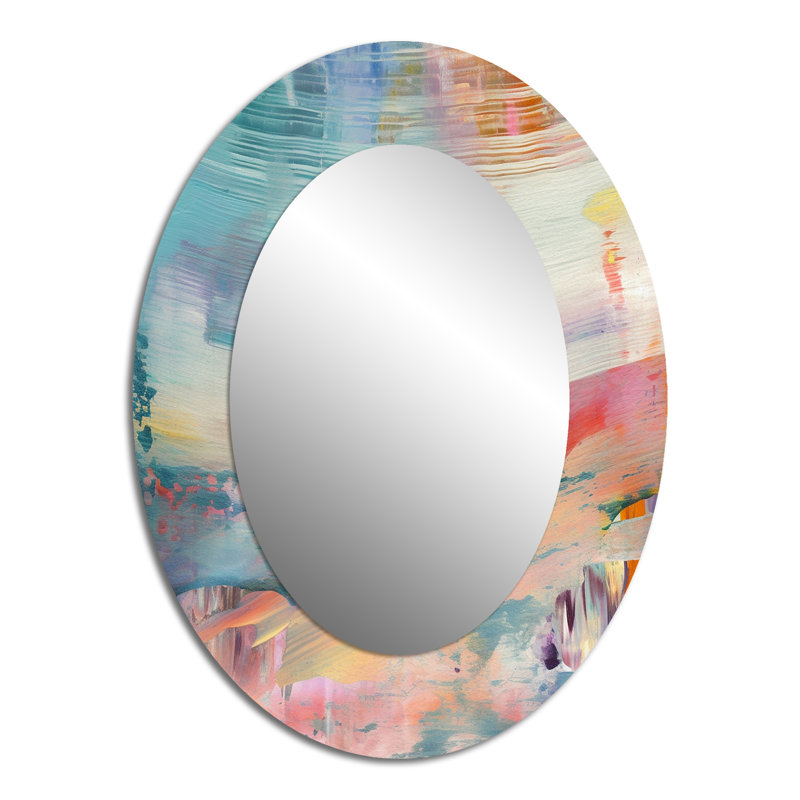 Spring Miracles In Tender Retro Pastel I - Pink Oval Wall Mirror Decor, 40" x 30"
