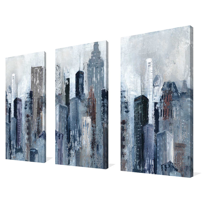 " City Mood " 3 - Pieces, 48" H x 36" W x 0.75" D