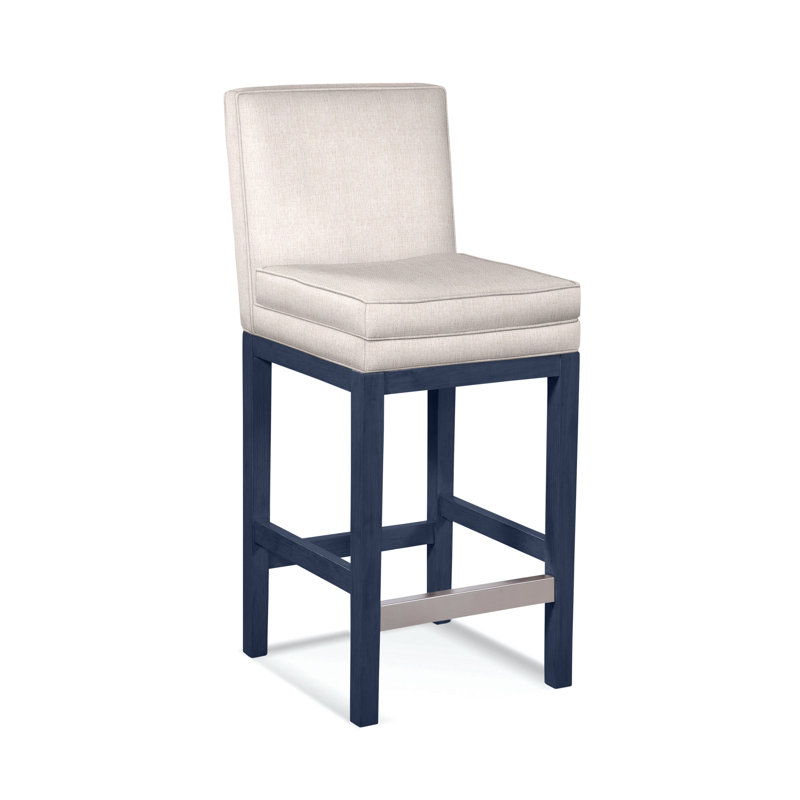 Upholstered Stool, Havana Finish, White Sugar Performance; 0863-91