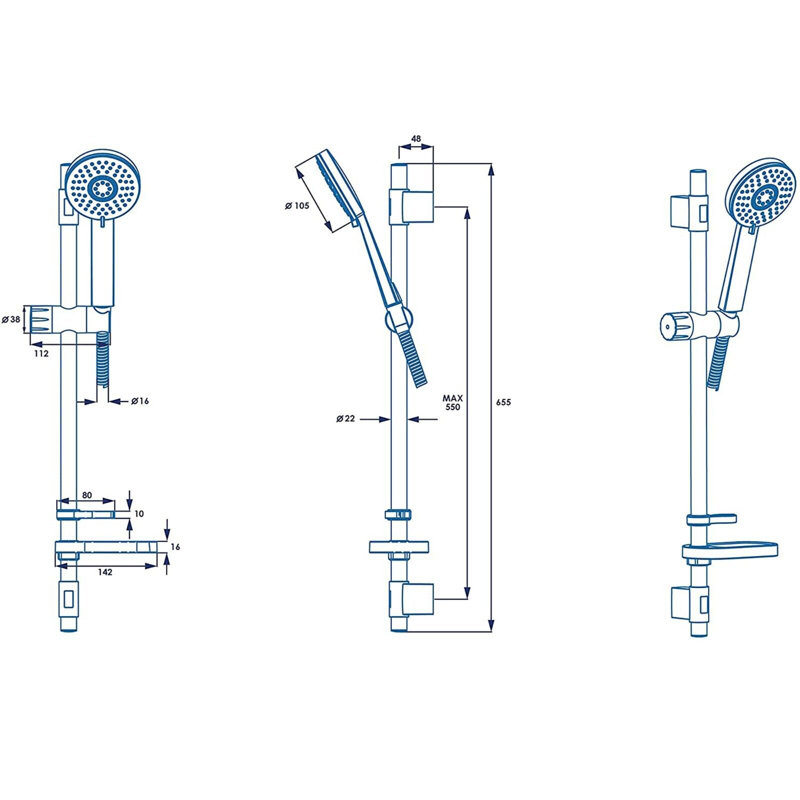Croydex Massage/Jet Handheld Shower Head