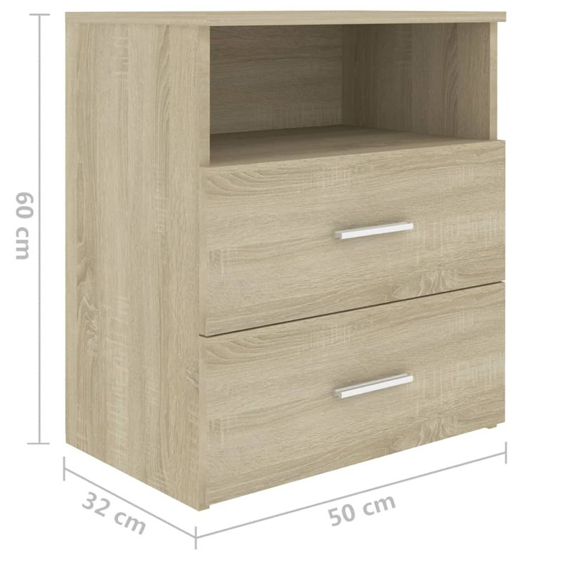 Govanny 50cm W Particle Board / Chipboard Bedside Table, Beige