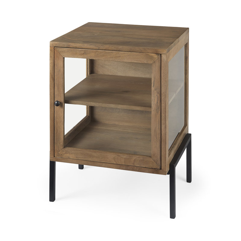 Table de chevet en bois massif Warner, Brun clair