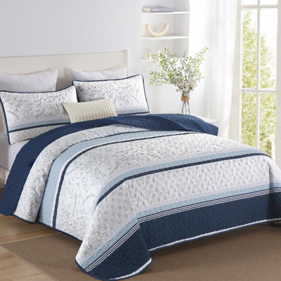 Ensemble de courtepointe rayée 3 pièces Boho Patchwork
