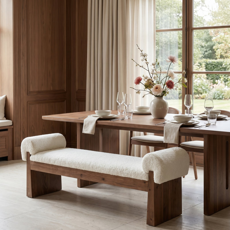 Wood Upholstered Dining Bench