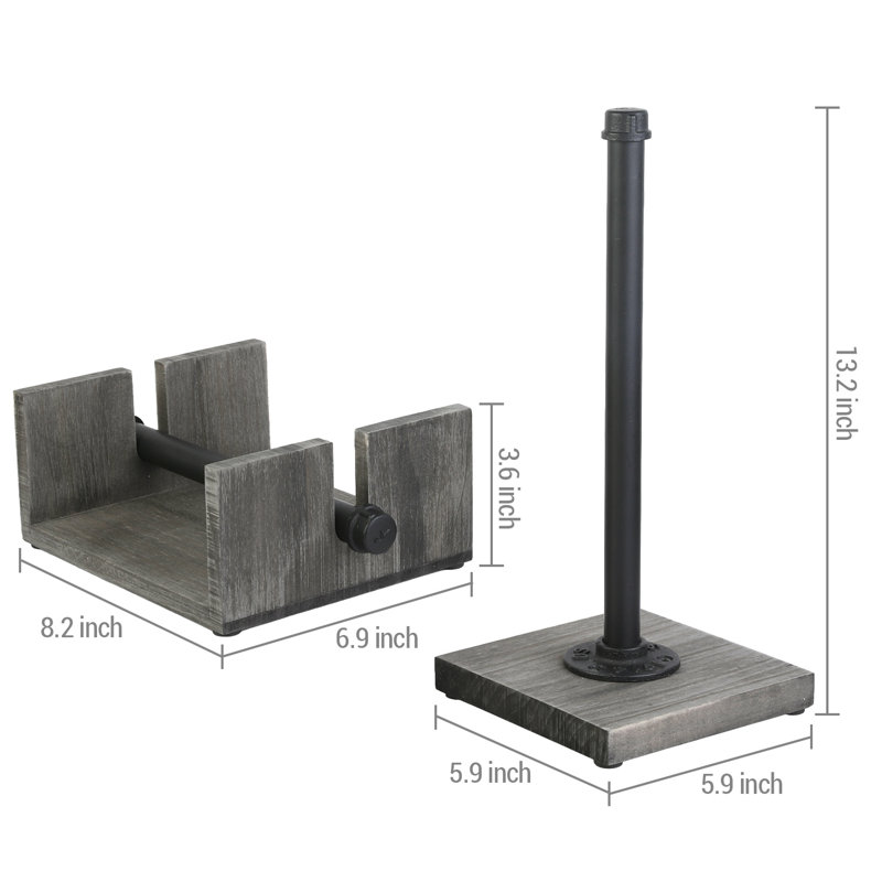 Wood Tabletop Paper Towel Holder, Grey