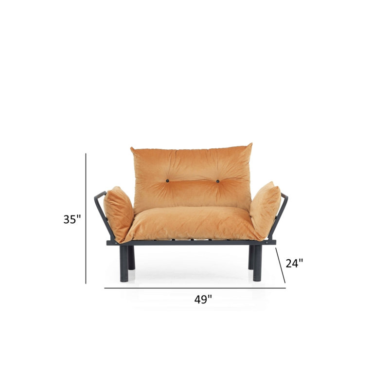 Ewald Upholstered 49'' Sofa, Mustard Microfiber/Microsuede