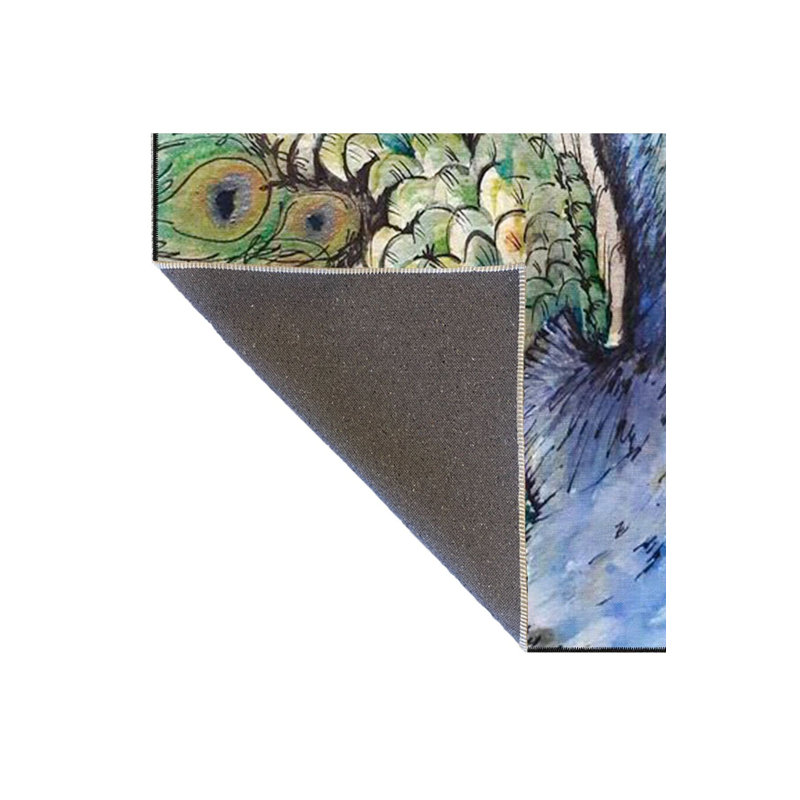 Tapis décoratif à motif paon lavable à la machine, Sous-tapis rectangulaire 2 pi 6 po x 4 pi 11 po