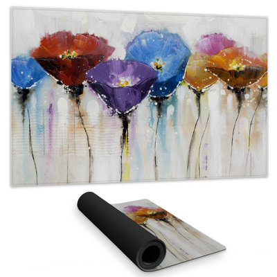 Colorful Flowers - Blue Floral Gaming Mat for Home Decor