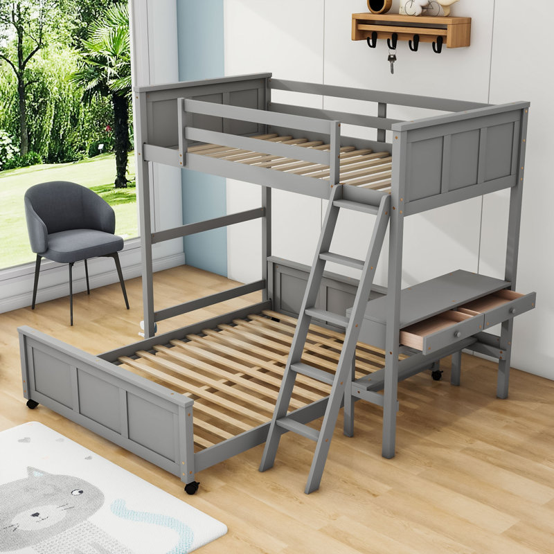 Jacobina Kids Bunk Bed, Gray, Twin Over Full