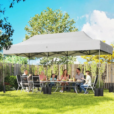10'x20' Pop Up Gazebo with Adjustable Height, UPF50+ 300D Oxford Fabric Canopy with Stability Kit for Backyard Events