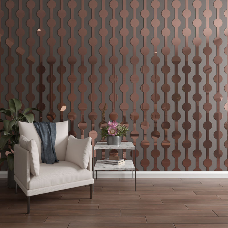 Ensemble de panneaux muraux décoratifs réglables en acrylique Pomeroy (paquet de 12), H 47 po x l 3,875 po, Or rose