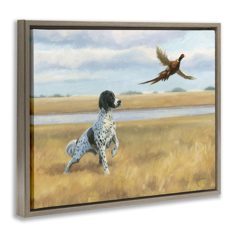 Pointer Dog & Faisan, Cadre flottant orme Montalcino, H 21 po x l 17 po