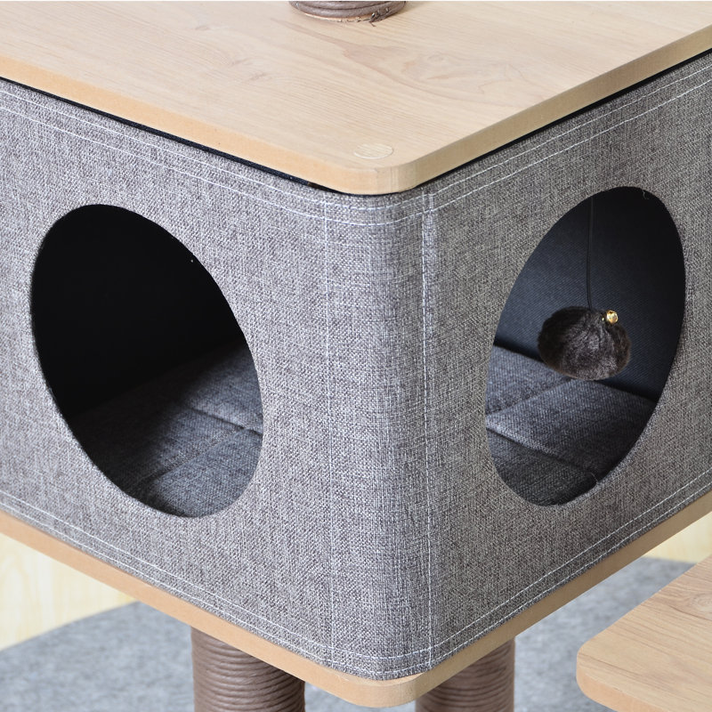 PetPals 42" Gray and Brown Plush Cat Tree with Condo