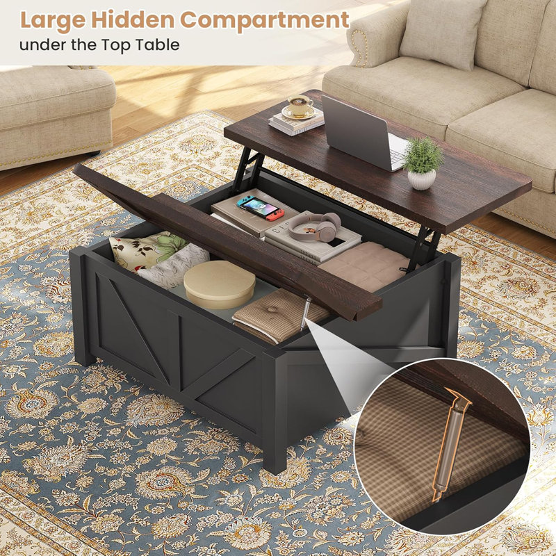 Gracie Oaks Lift Top Coffee Table With Storage Wooden Coffee Table With Drawer