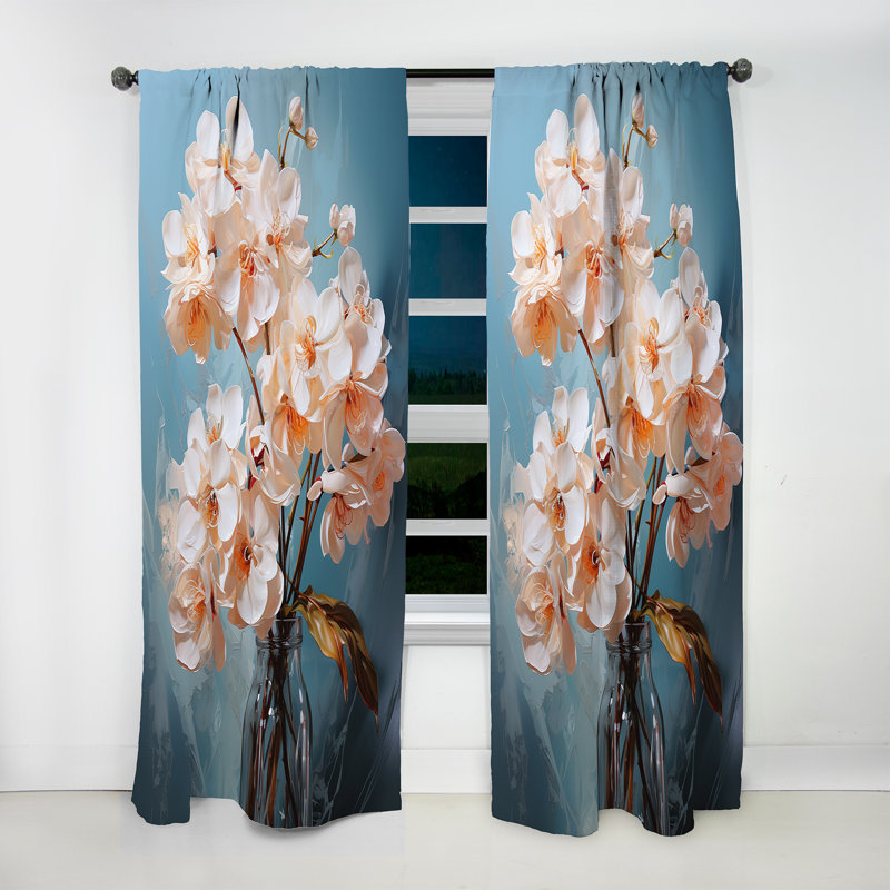 Bruneau - Rideau Orchidées - Rideau floral obscurcissant - 1 panneau, L 52 po x L 90 po