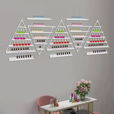 5-Tier Wall-Mounted Triangular Nail Polish Racks