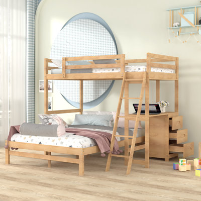 Fateh Twin over Full 3 Drawer Standard Bunk Bed with Built-in-Desk by Harriet Bee -  B212FD6F754E4439AE8BF7F2909CB053