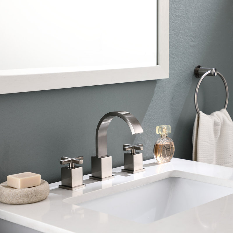 Widespread 2-handle Bathroom Faucet with Drain Assembly, Brushed Nickel