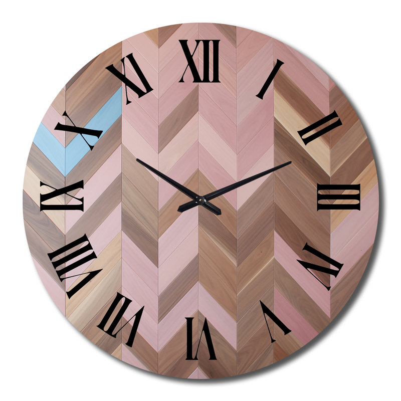 Motif rétro Mid-Century rose brun - Horloge murale moderne Mid-Century, Grand