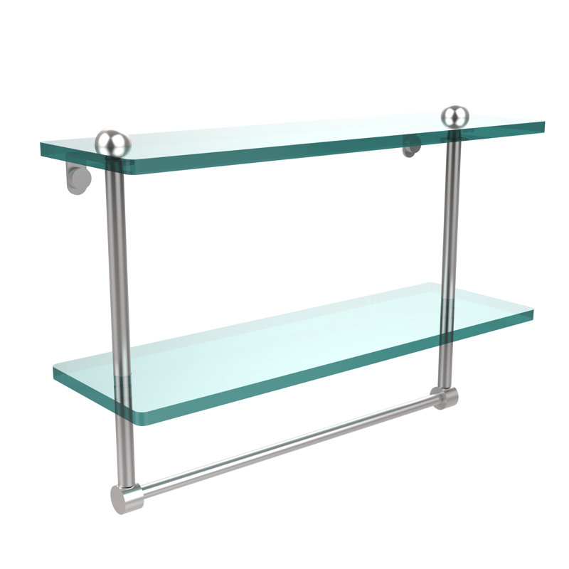Tablette à 2 niveaux avec barre à serviettes Gober, 16 po, Chrome satiné