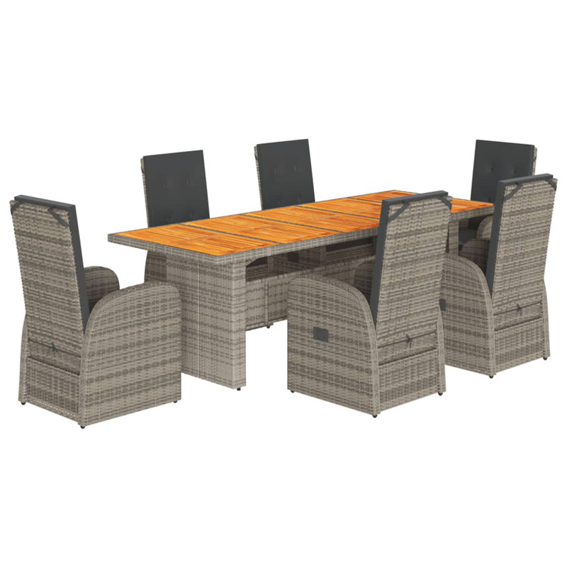 Charland 6 - Person Wicker Patio Dining Set with Rectangular Table , Cushions Included