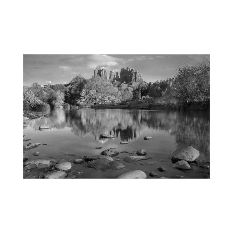 Cathedral Rock Reflected in Oak Creek at Red Rock Crossing, Red Rock State Park Near Sedona, Arizona 1 Piece Wrapped Canvas Wall Art