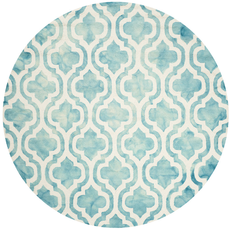 Adelei Hand Tufted Wool Geometric Rug, Round 5'