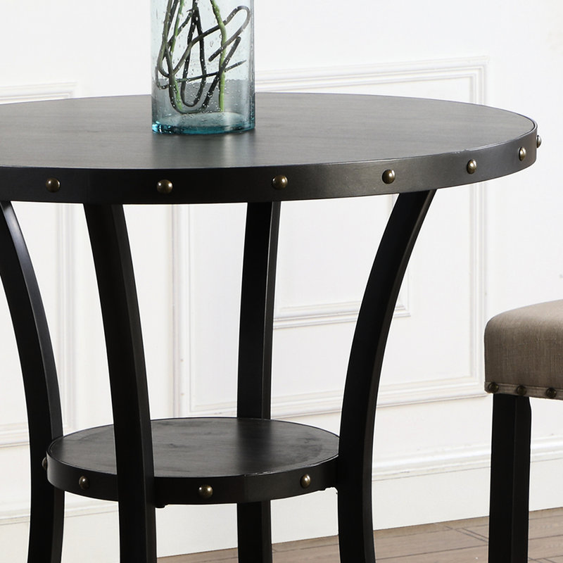 3 tables de salle à manger, table ronde avec 2 chaises en tissu brun clair, plateau en bois de 36 po et 3 pieds en métal