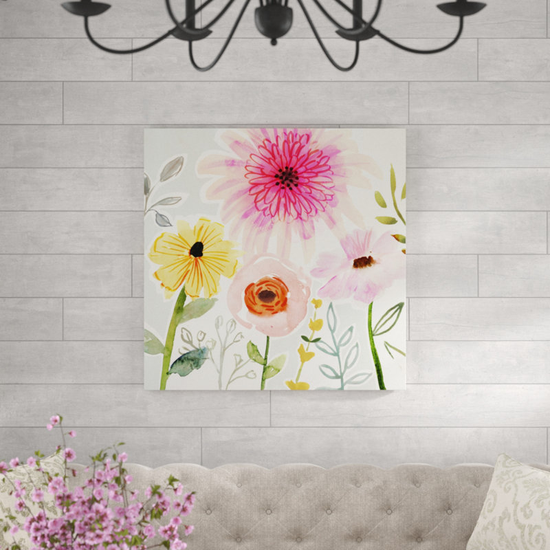Floral Pop II by Victoria Borges - Painting, Wrapped Canvas, 91cm H x 91cm W