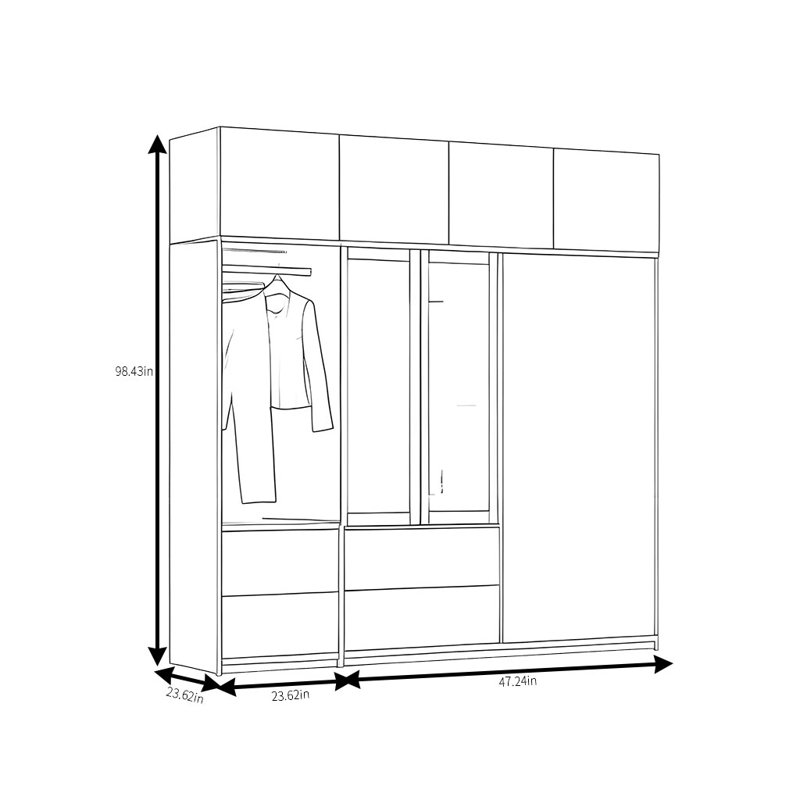 Armoire simple et multifonctionnelle, H 98,43 po x l 70,87 po x P 23,62 po