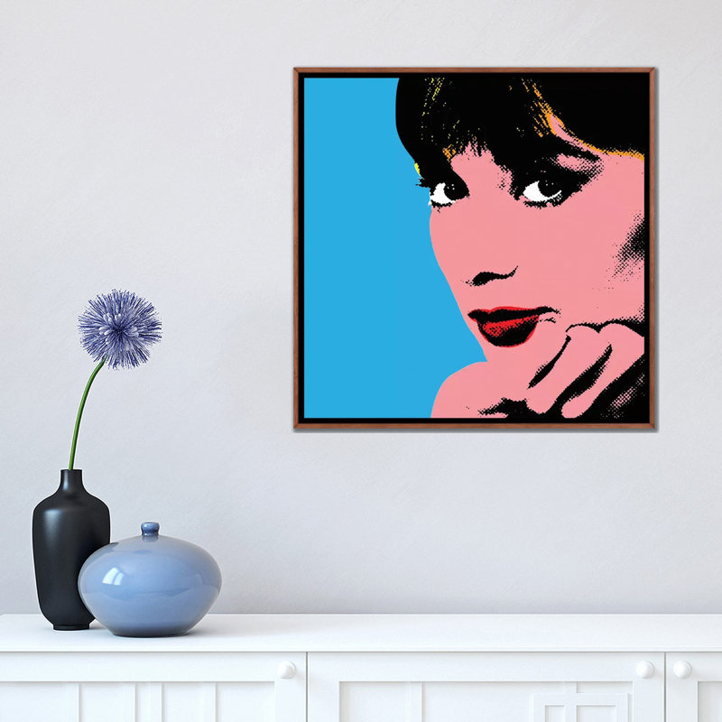« Audrey Hepburn DOTS » par radio Days-impression d’art graphique, Toile avec cadre en bois brun classique, Pas de tapis