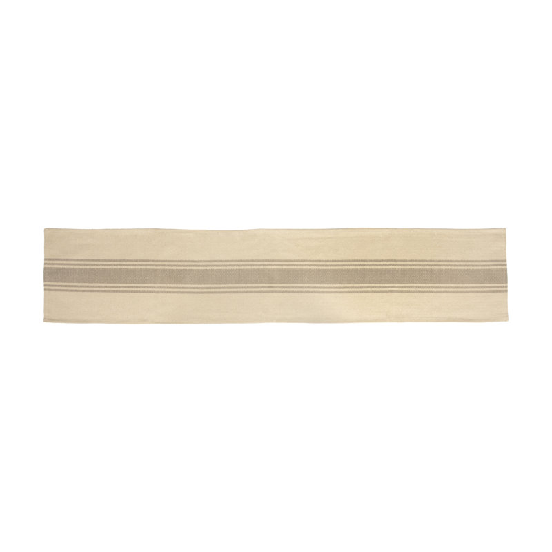Canvas Table Runner with Khaki Stripes, Khaki