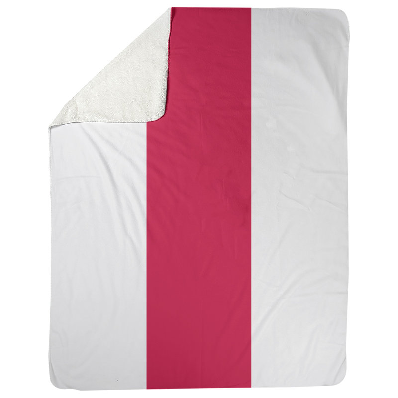 Quilted Throw Blanket, 60" W x 80" L, White/Red/White
