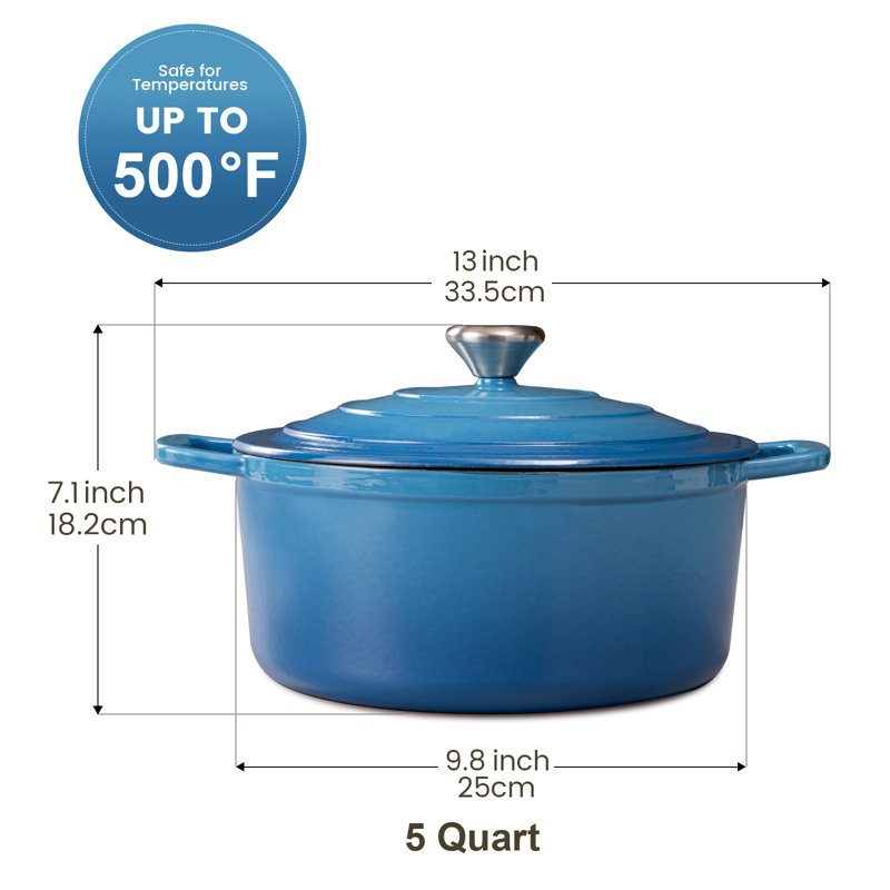 Cocotte ronde en fonte Chef Power 5QT, Bleu