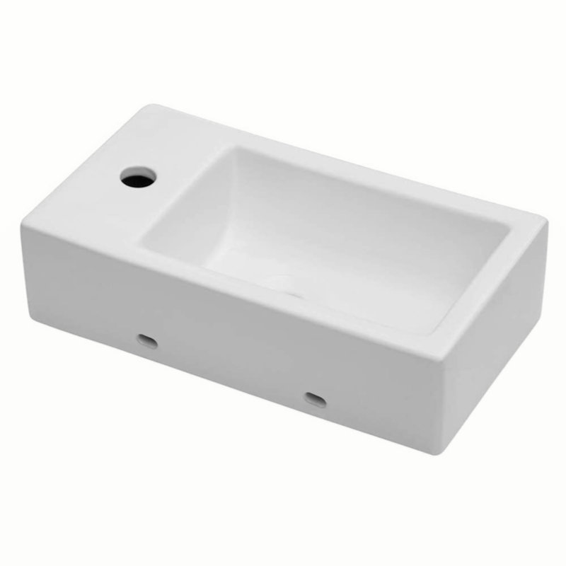 18'' White Ceramic Rectangular Wall-Mount Bathroom Sink
