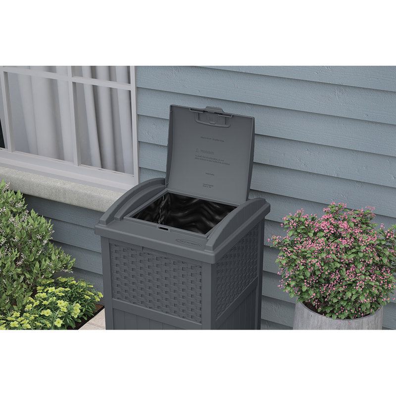 Suncast 33 Gallon Manual Lift Trash Hideaway Container, Cyberspace