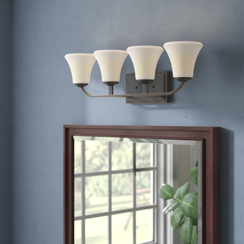 Éclairage de salle de bain à intensité variable 4 lumières Bertelli, Bronze acajou