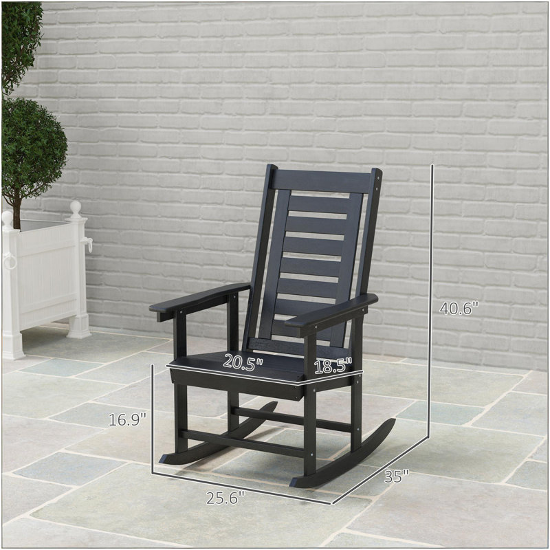 Black High Back Chairs,2 Pieces Outdoor Rocking Chairs, Black