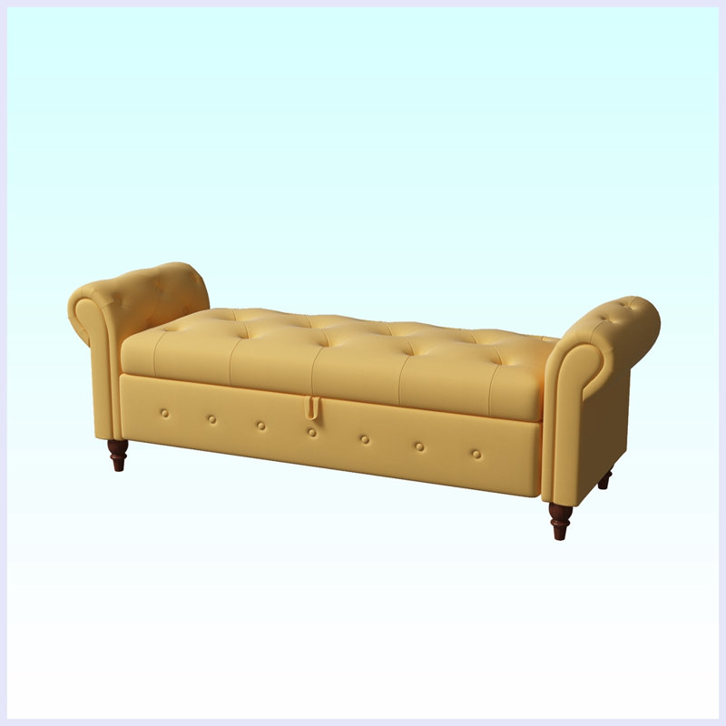 Xamiera Polyester Upholstered Storage Bench, Yellow