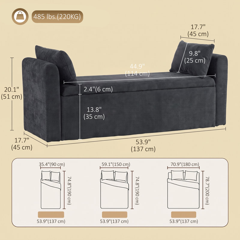 Upholstered Chenille Storage Ottoman