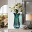 Hand-blown gradient glass vase with ruffled edges, sculptural vase, art glass table vase.