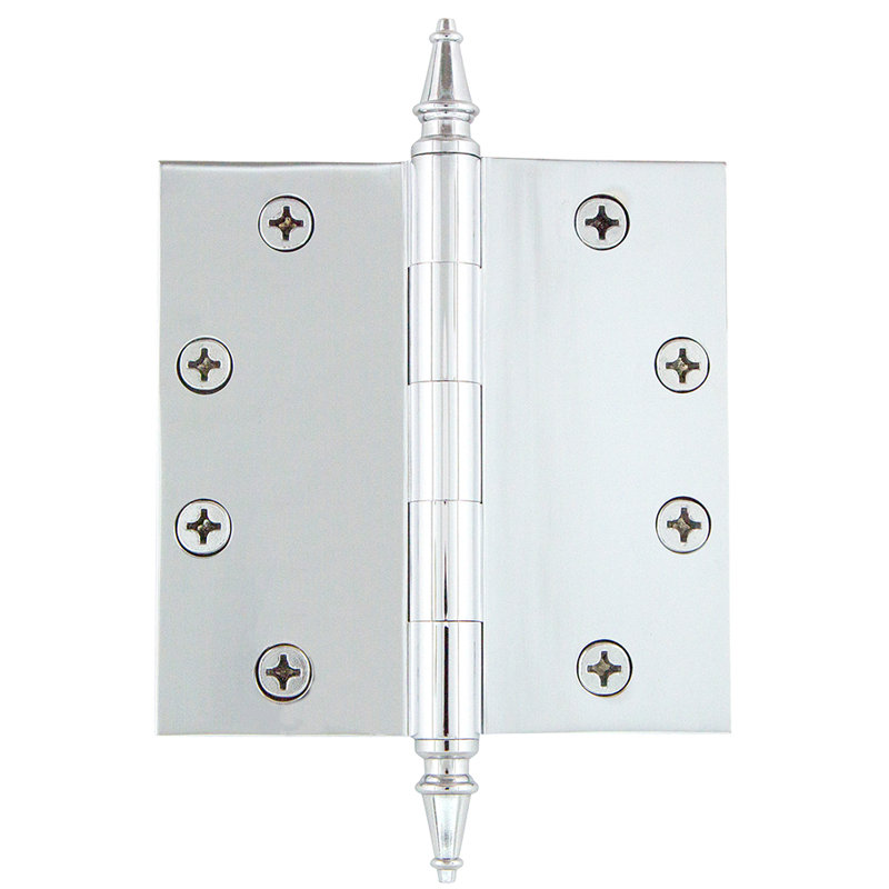 4.5'' x 4.5'' Brass Butt Bearing Hinge, Bright Chrome