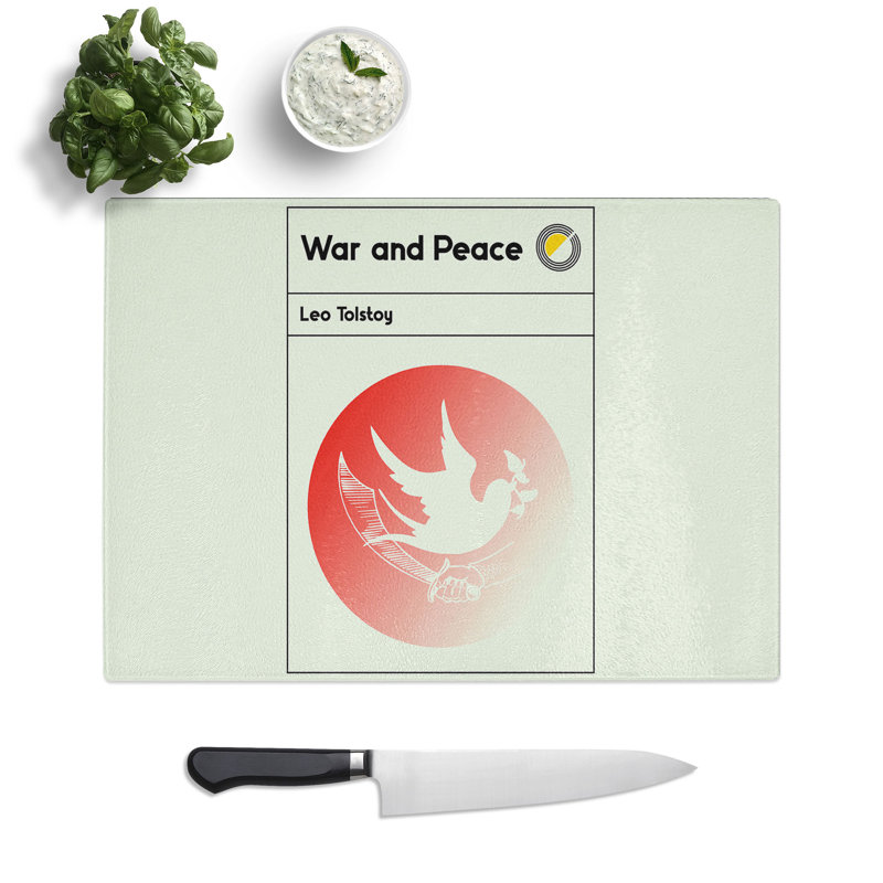 Book Cover War and Peace Leo Tolstoy Chopping Board, 0.4cm H x 20cm W x 28.5cm L